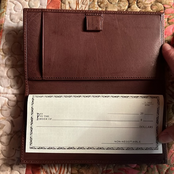 Coach Handbags - COACH Brown Leather Check book Cover- BRAND NEW /NEVER USED